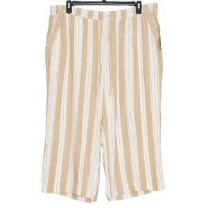 NWT Pants Linen Cropped Pull On Coastal Grandma Minimalist Boho Beachy Brown 20W